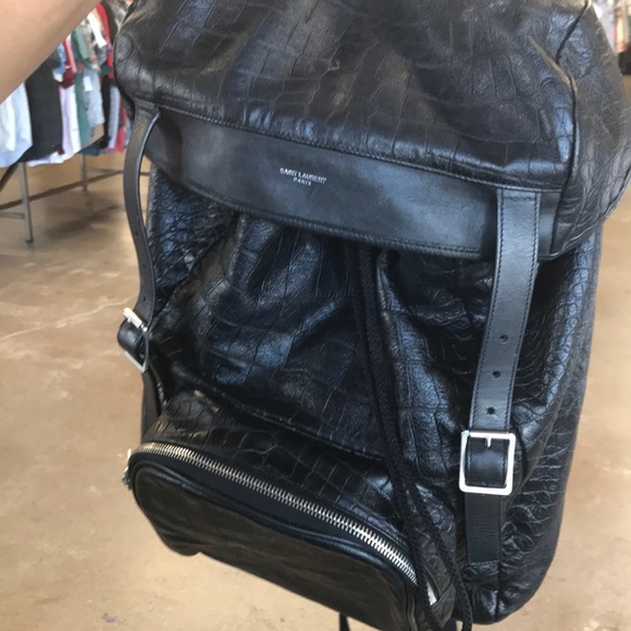 Saint Laurent Croc Embossed backpack - Picture 3 of 3